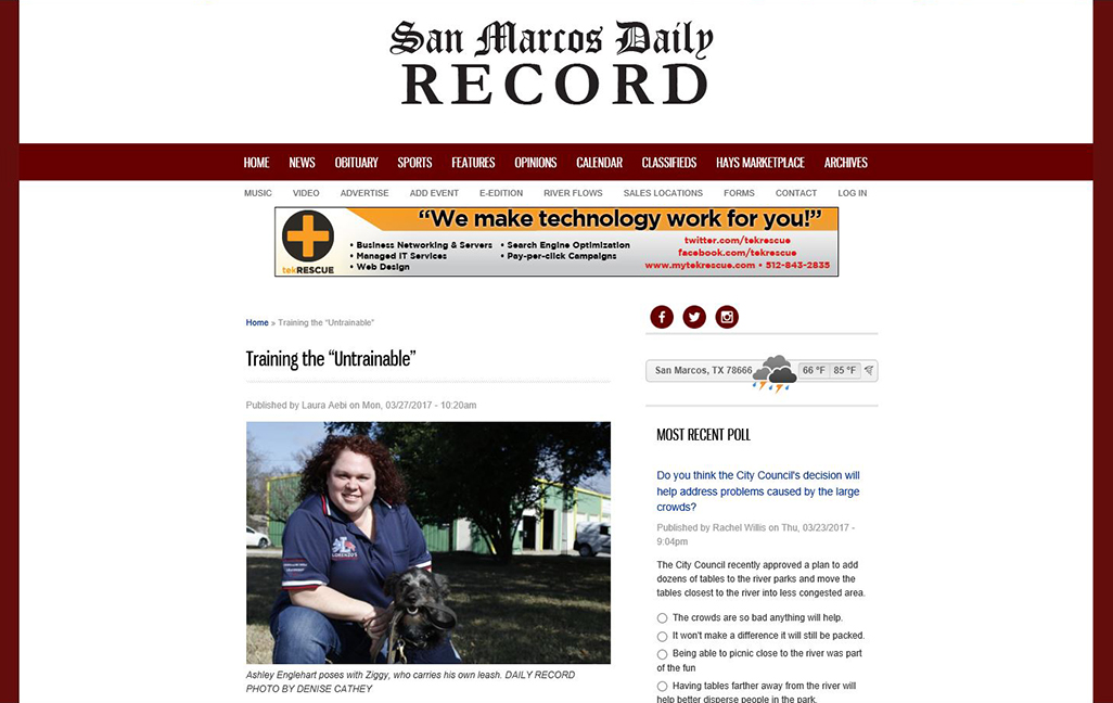 San Marcos Daily Record Online Article